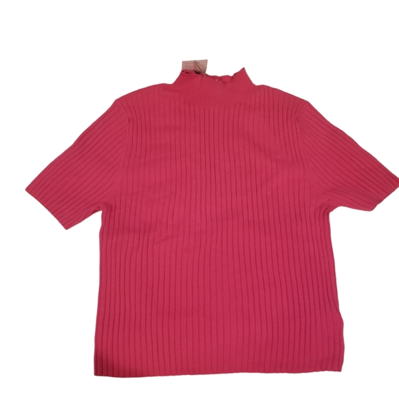 2pc Women's Mock Turtleneck Ribbed Sweater - A New Day Burgundy & Pink - Picture 4 of 6